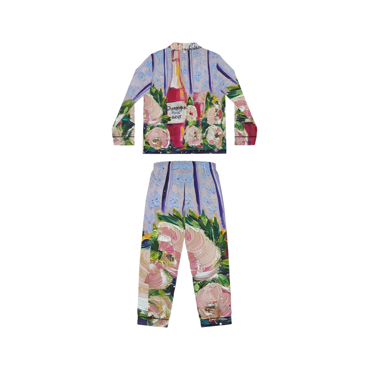 Satin Pajamas - Pink Champagne and Peonies
