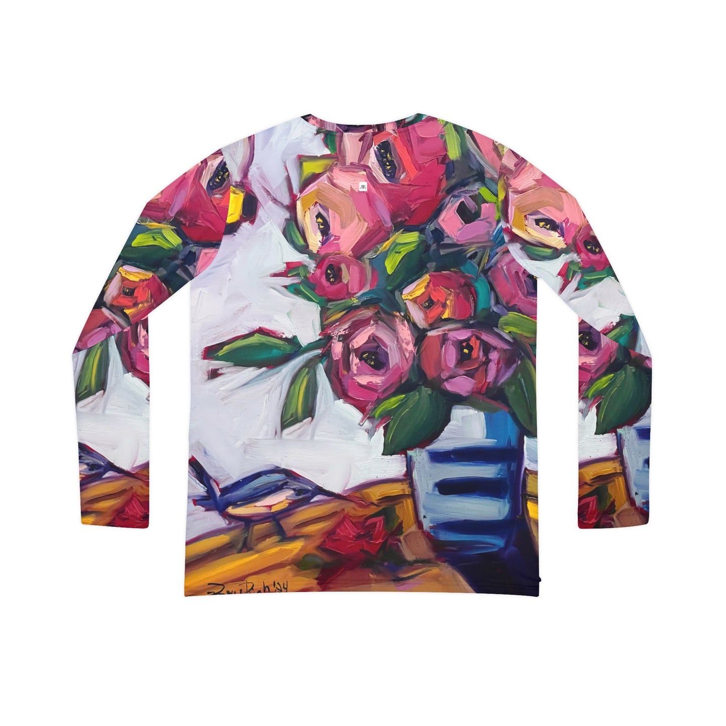 Bee Blooms Bee and Roses- All over Print Women's Long Sleeve V-neck Shirt