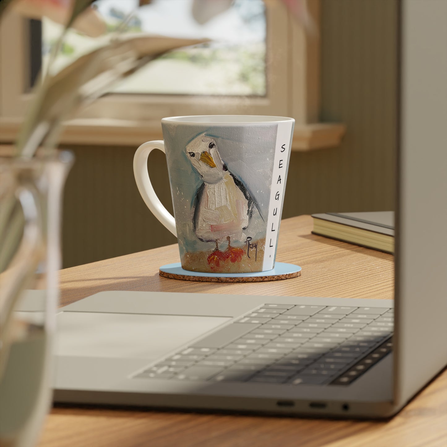 Inquisitive Seagull Latte Mug, 12oz