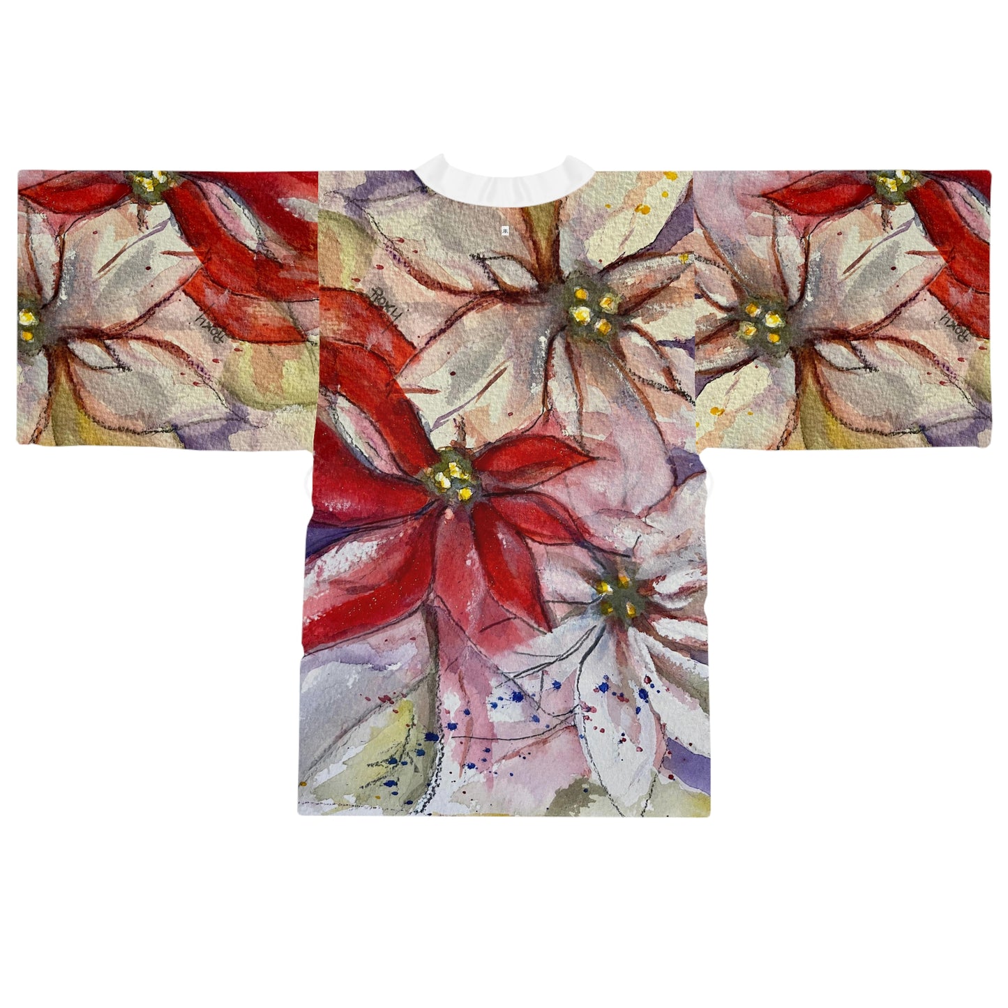 Kimono Robe - Elegant Red and White Poinsettias