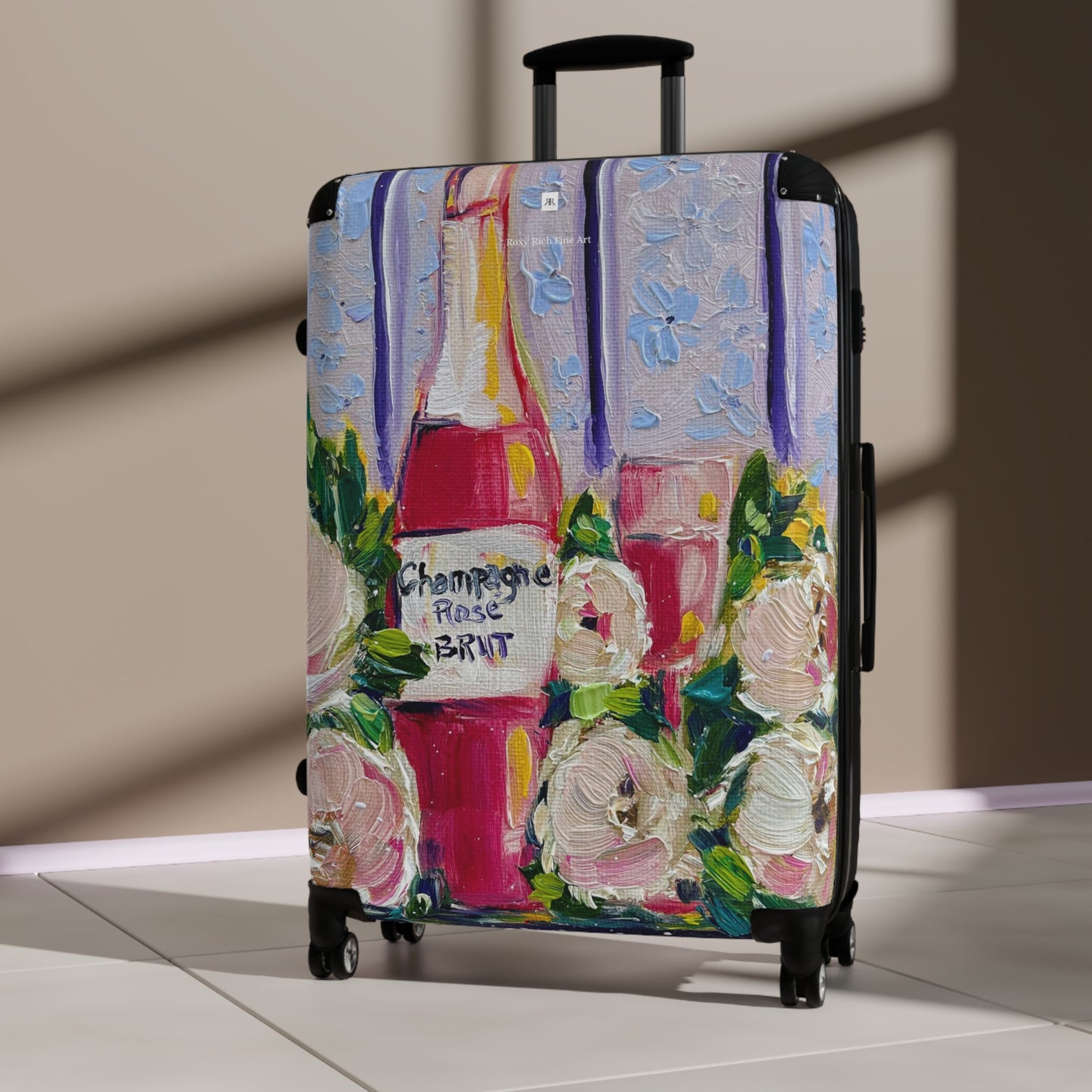 Pink Champagne and Peonies Carry on Suitcase (+Med /Large sizes)