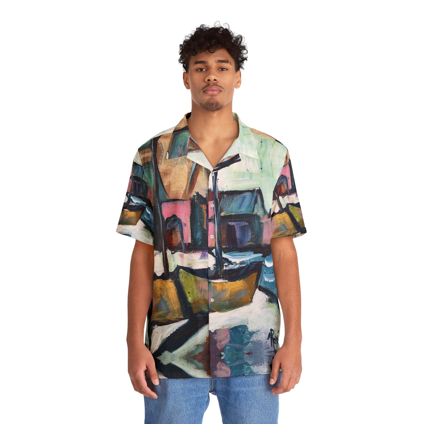 Men's Hawaiian Shirt- Wharf Boats