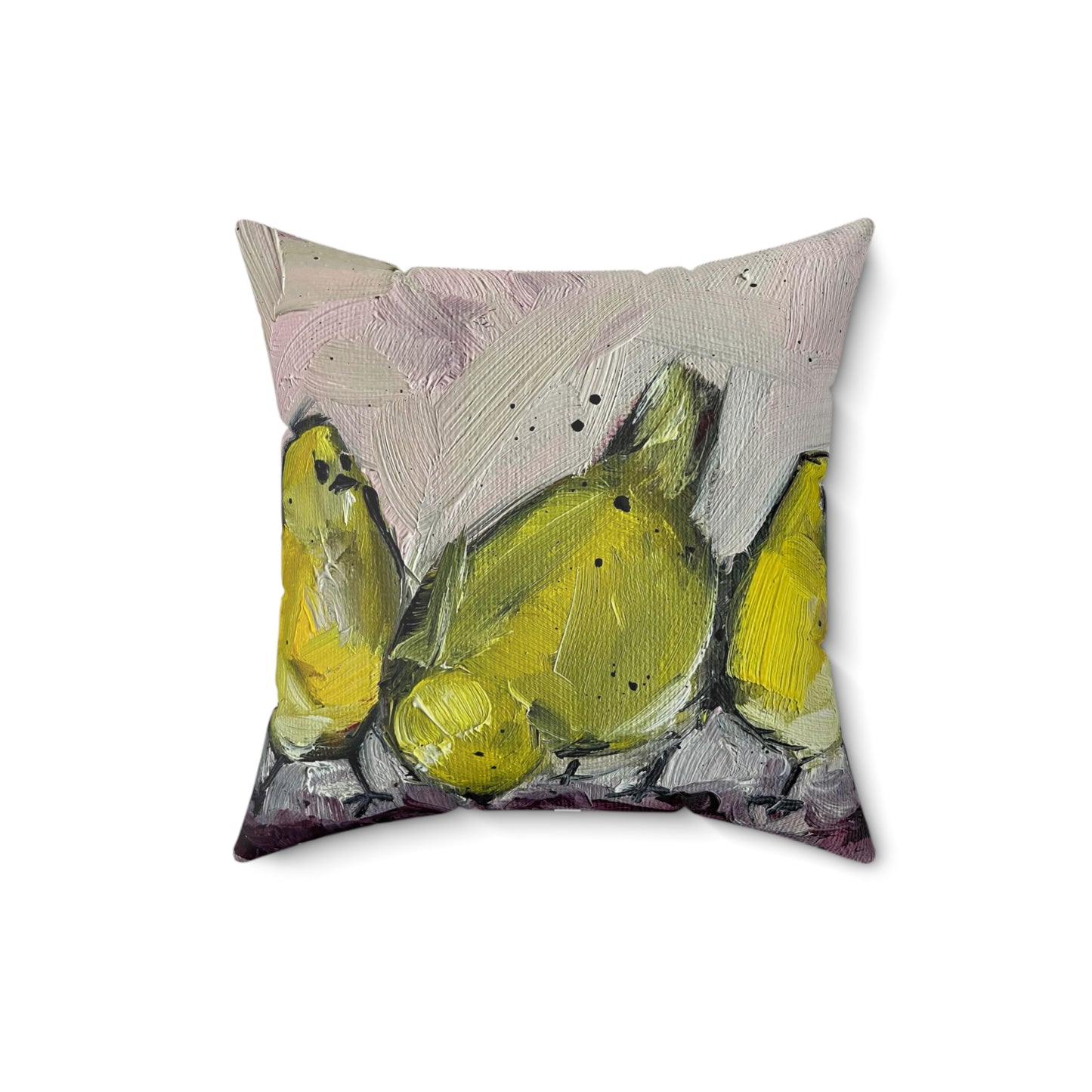 Three Cute Yellow Chicks Indoor Spun Polyester Square Pillow