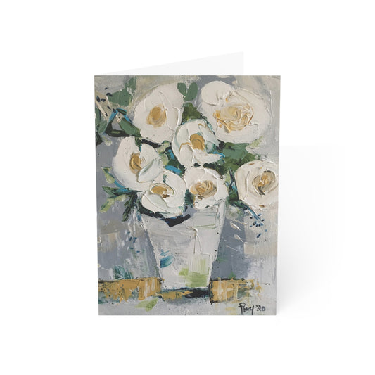 Shabby Roses - Tarjetas de felicitación plegadas en blanco por dentro