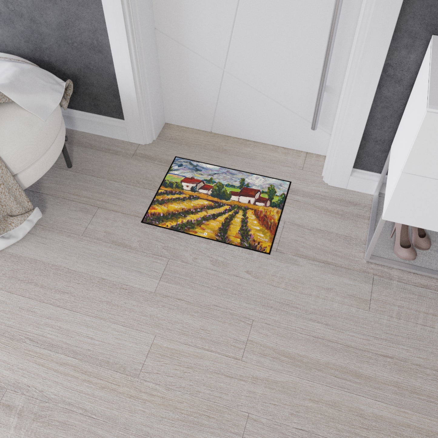 Heavy Duty Floor Mat-Charming Cotswolds Lavender Farm