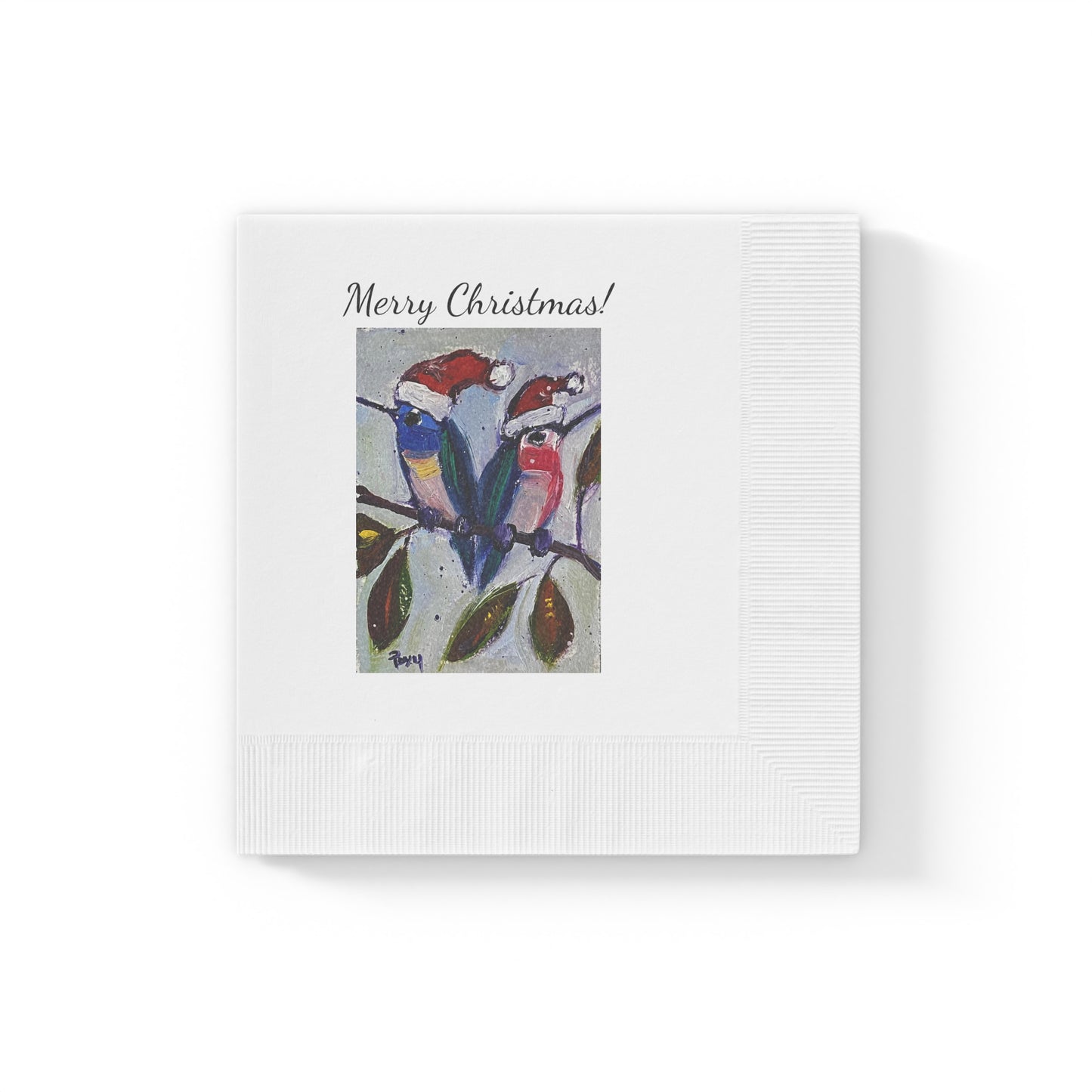 Joyeux noël! Serviettes de table colibris des Fêtes - Blanc