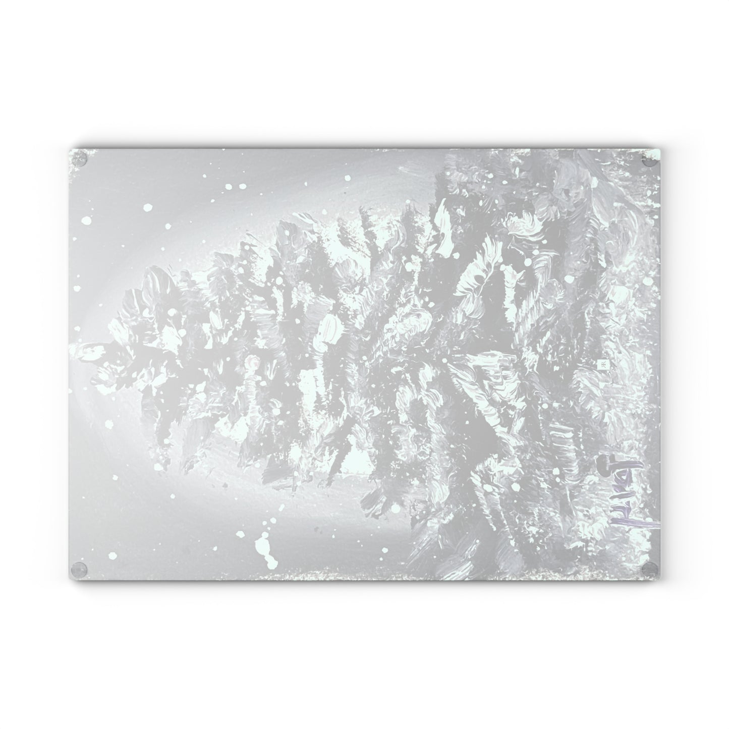 Snowy Christmas Tree Glass Cutting Board