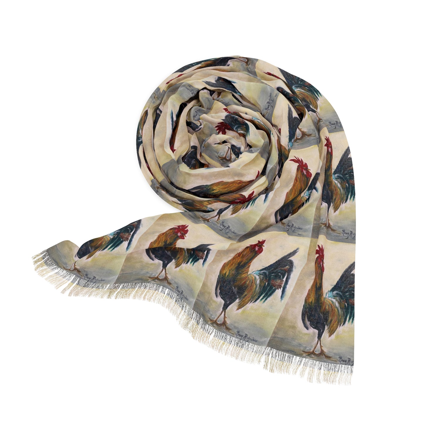 Colorful Scarf — Artistic Lightweight Neck Wrap- Who you Calling Chicken- Rooster