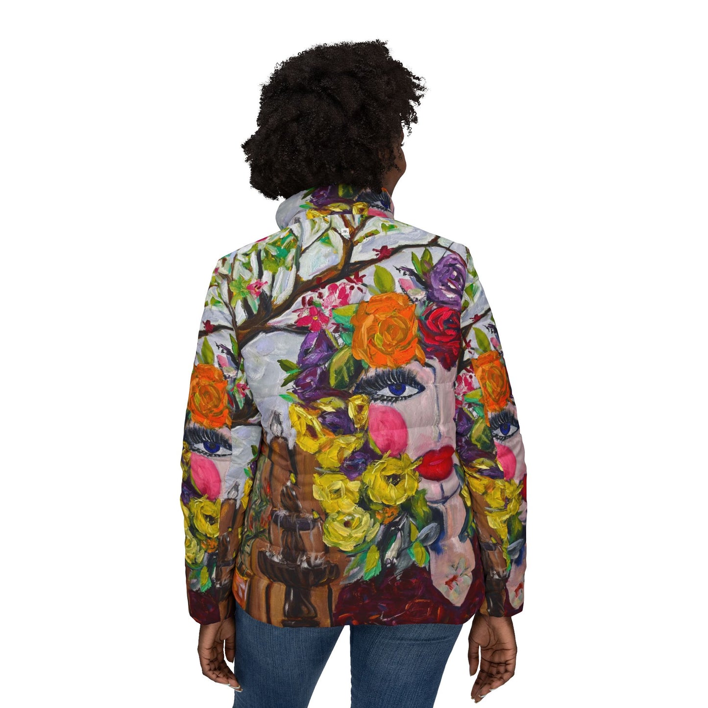 Women's Puffer Jacket - Roxy Rich Fine Art Design-Garden Goddess