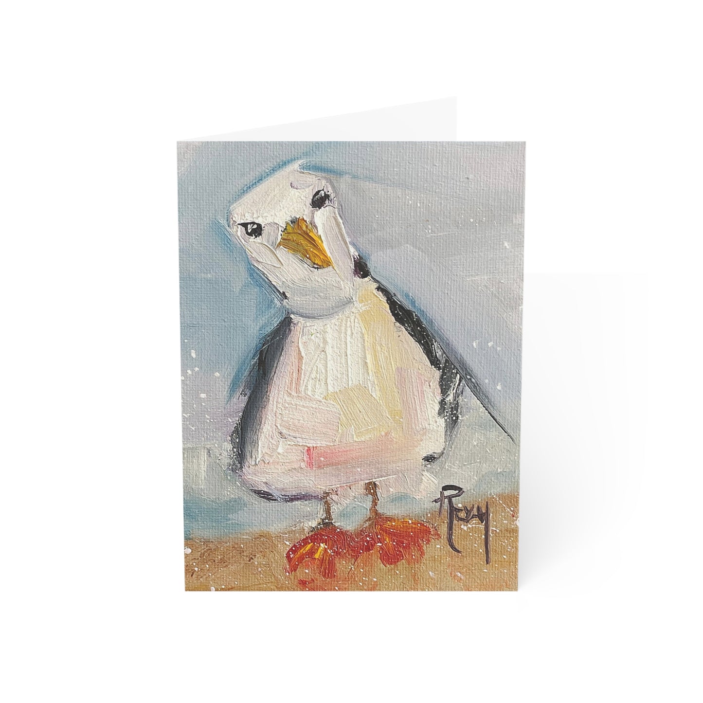 Inquisitive Seagull Folded Greeting Cards Blank inside