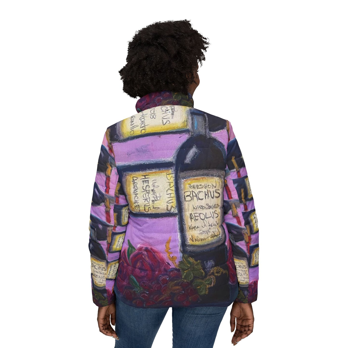 Women's Puffer Jacket - Roxy Rich Fine Art -Bachus Reserves-GBV Wine Rack and Roses