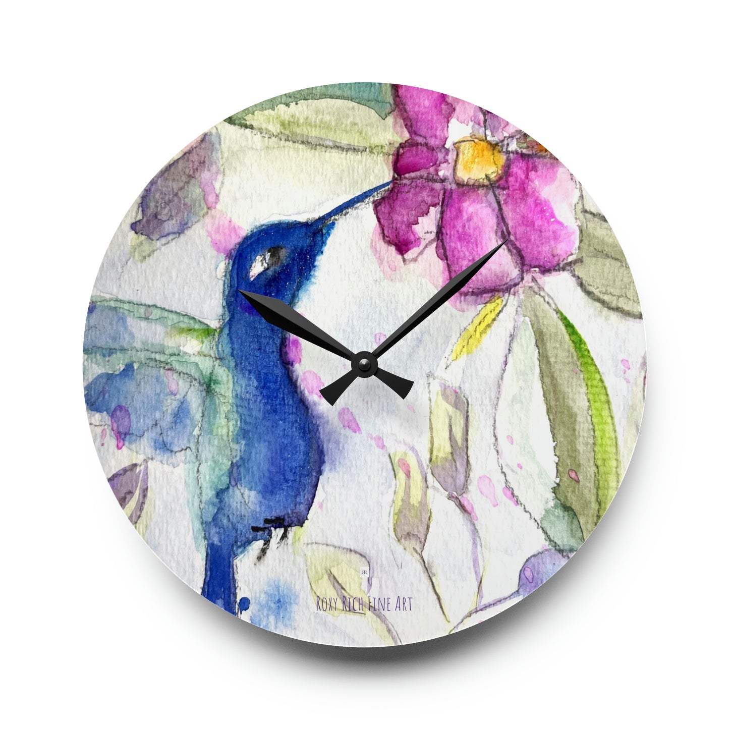 Reloj de pared acrílico colibrí en primavera 