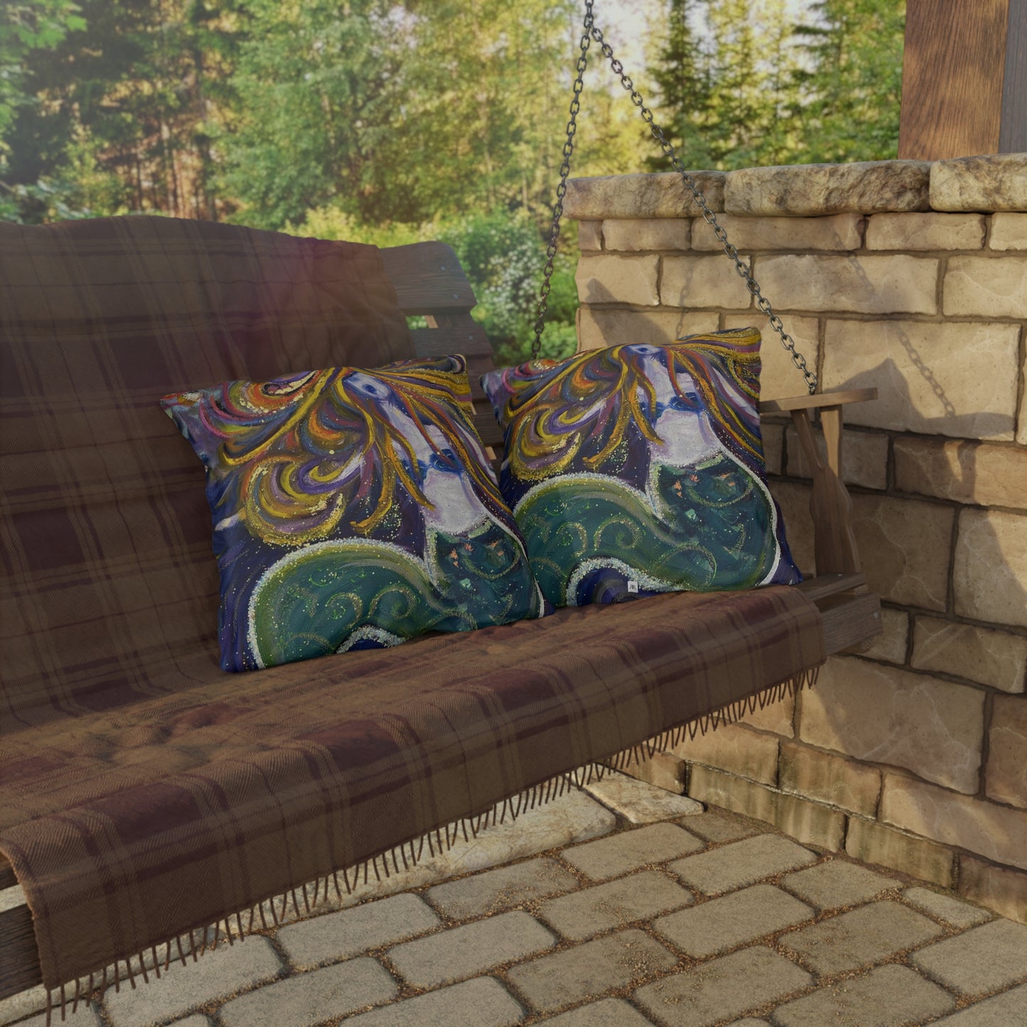 Screaming Siren (Mermaild) Outdoor Pillows