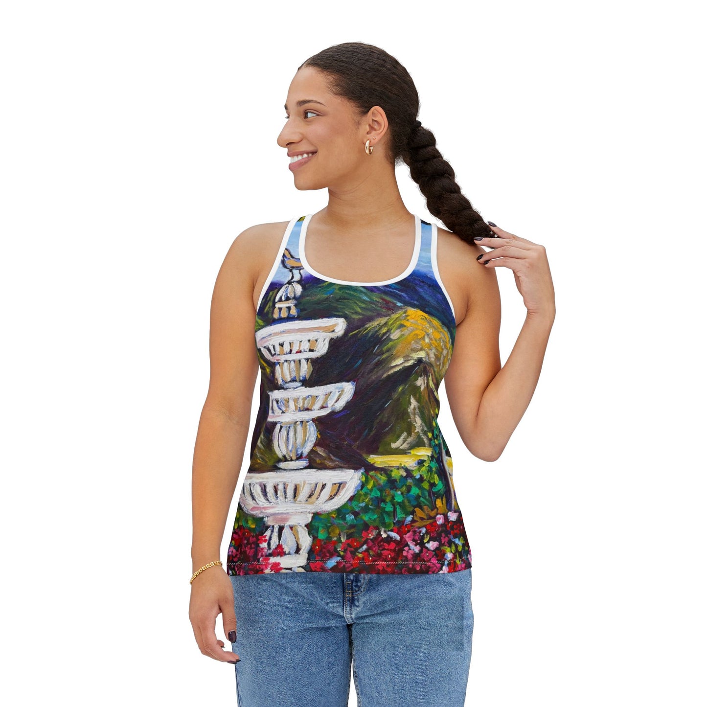 Women's Racerback Tank Top-Fountain Vista-Gershon Bachus Vintners