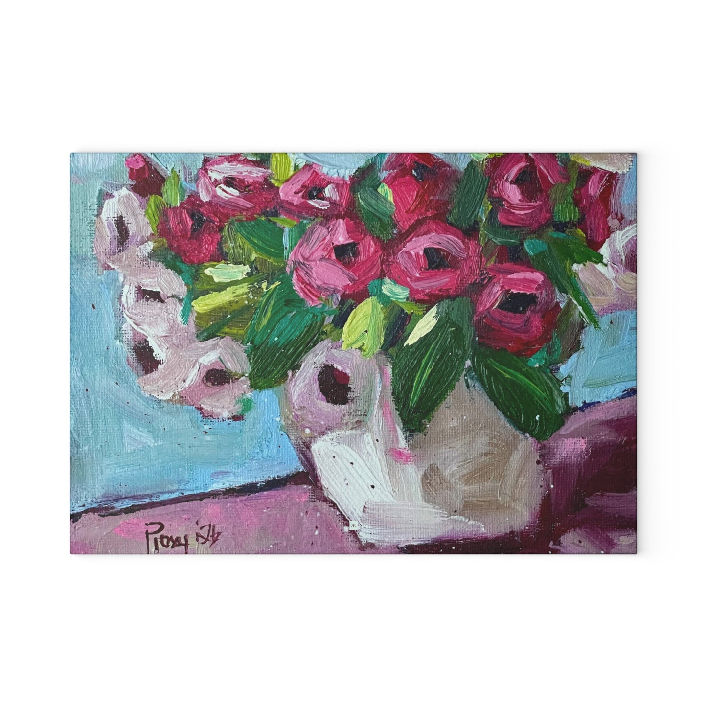 Glass Cutting Board-Blushing Blooms