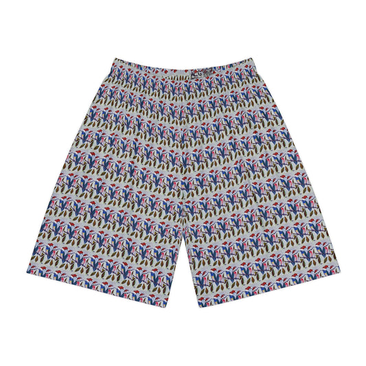 Men’s Lounge Shorts — Festive Hummingbirds in Santa Hats All-Over Print