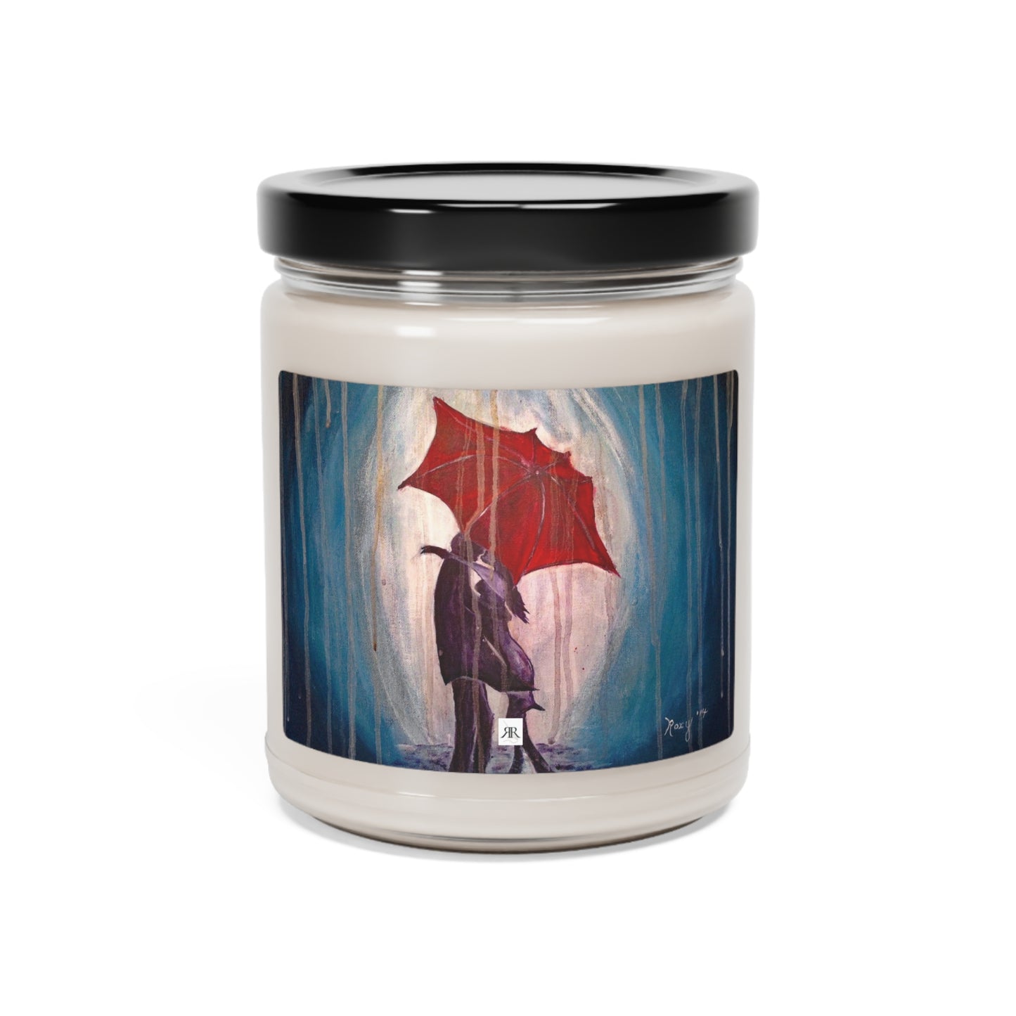 Besos bajo la lluvia Pareja romántica (elija entre 5 aromas, 50 horas de duración de combustión) Vela perfumada de soja, 9 oz