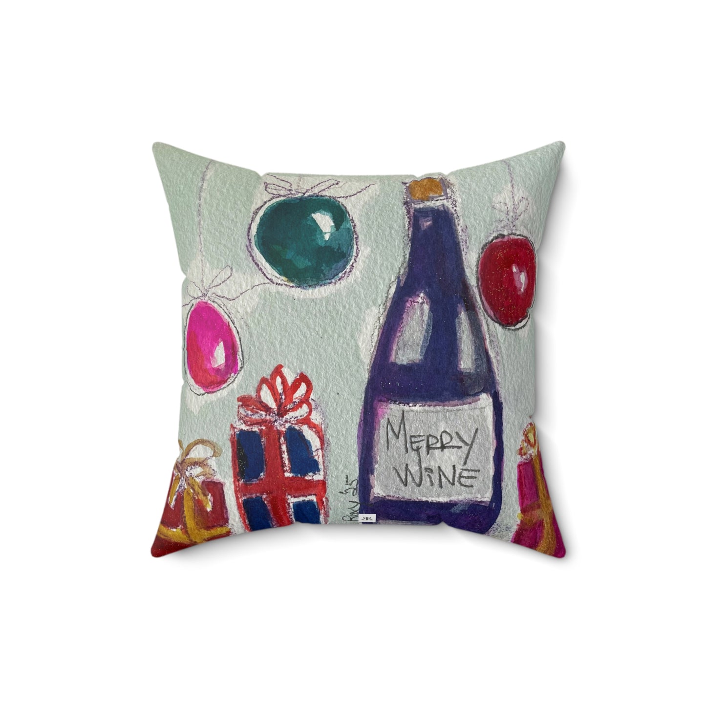 Indoor Spun Polyester Square Pillow-Merry Wine