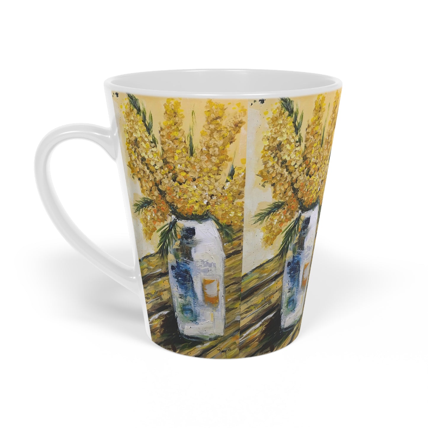 Goldenrod on the Picnic Table (repeating pattern)  Latte Mug, 12oz