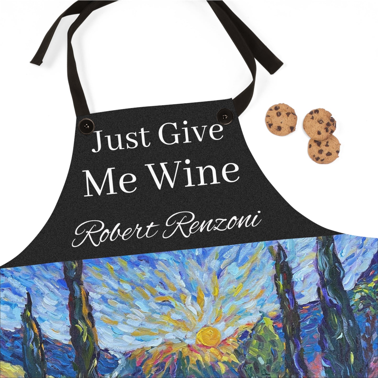 Just Give Me Wine Black Kitchen Apron - Sunny Cypresses at Robert Renzoni