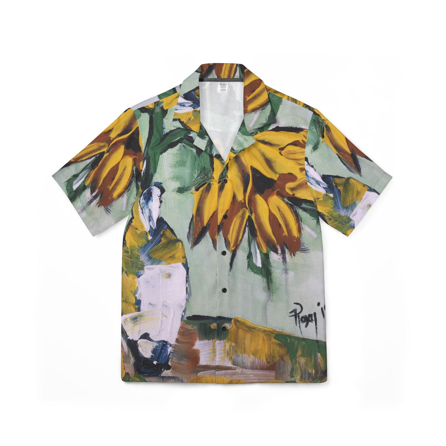 Men's Hawaiian Camp Shirt -Sunflowers in a White Vase