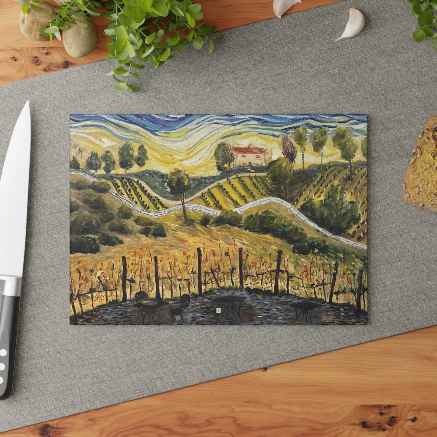 Glass Cutting Board-Sunset at the Villa-GBV