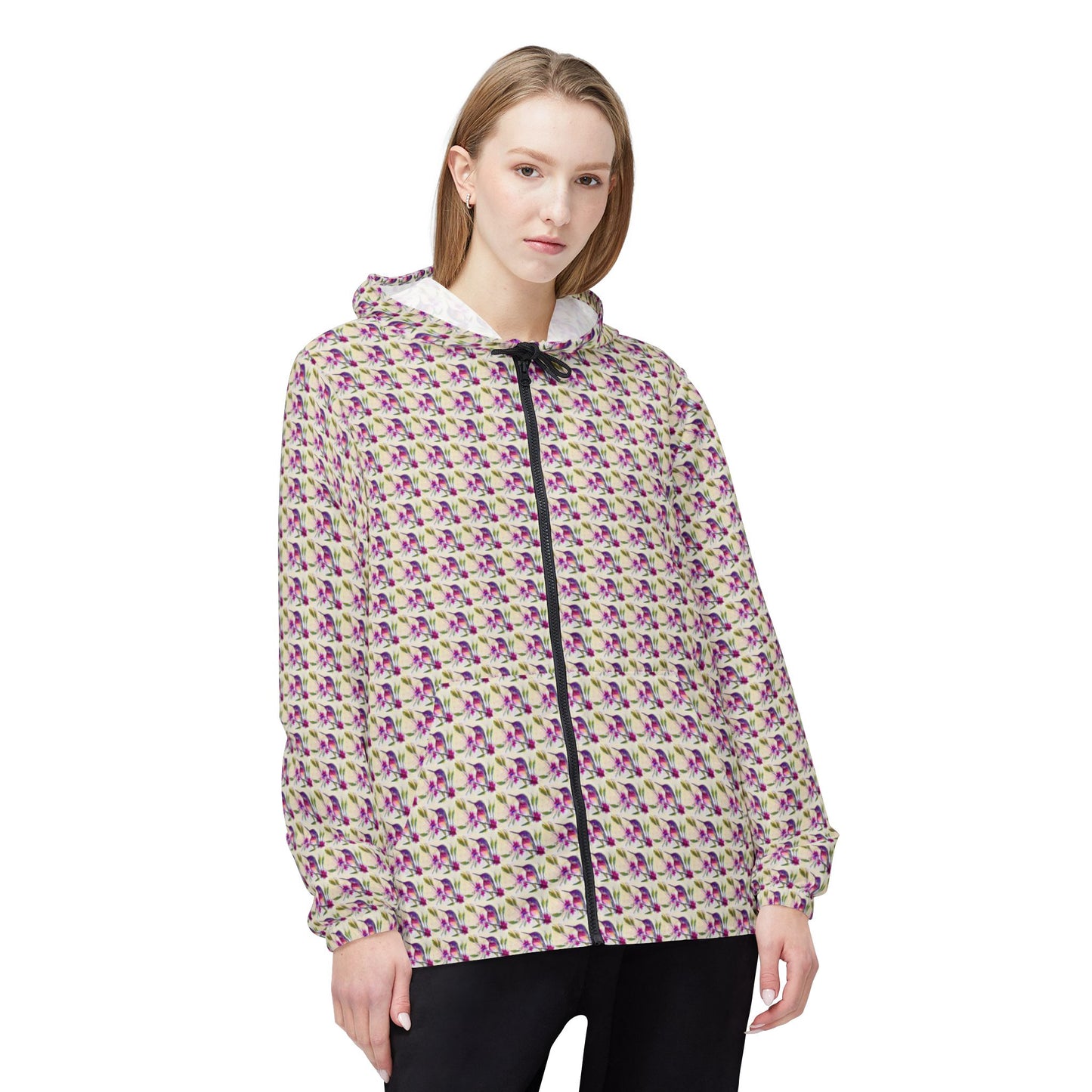 Lightweight Windbreaker Jacket — Flutter Pause-Hummingbird Print
