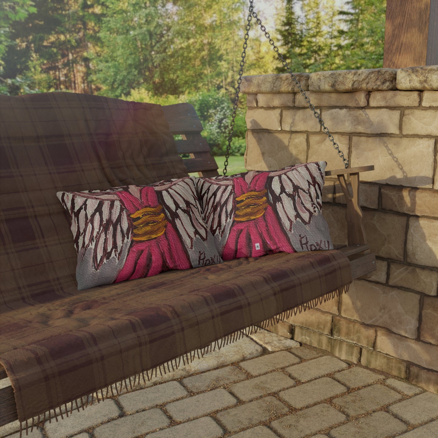 Pink Angel Outdoor Pillows