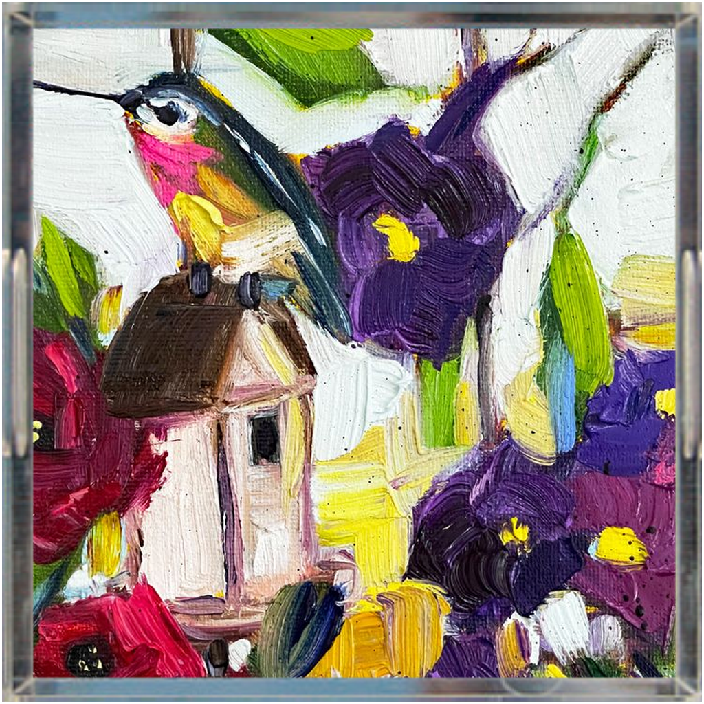 Hummingbird by the Window Acrylic Tray