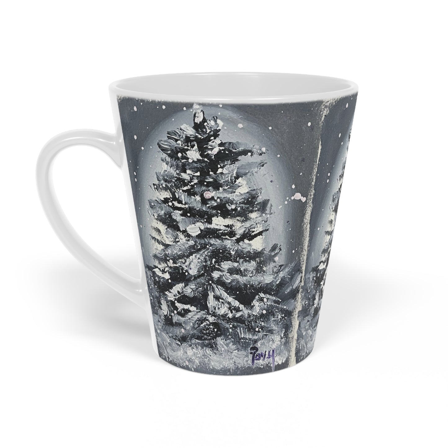 Snowy Christmas Tree Latte Mug, 12oz