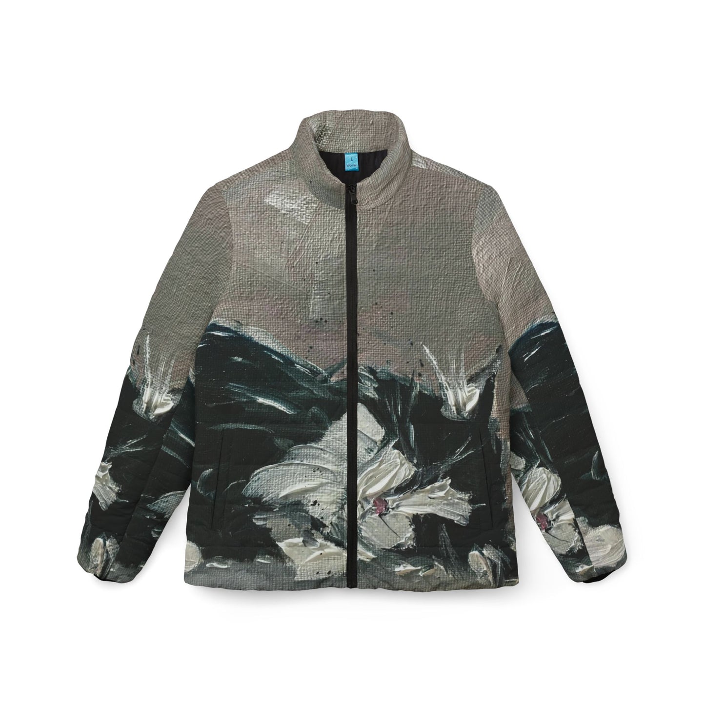 Women's Puffer Jacket - Roxy Rich Fine Art -Sleep Kitty Tuxedo Cat Sleeping