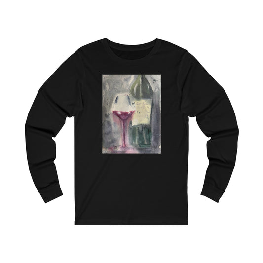 GBV Wine Bottle and Glass Unisex Jersey Long Sleeve Tee