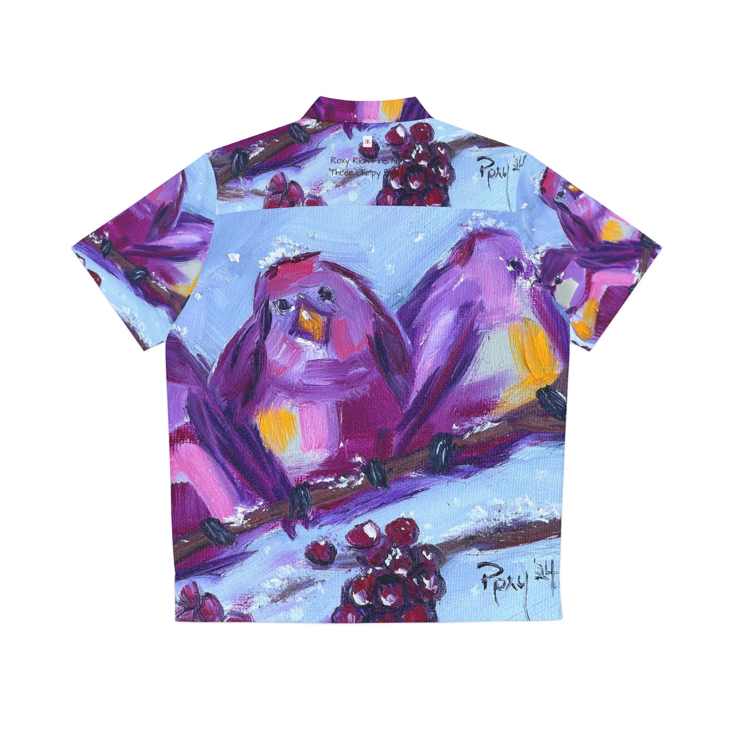 Men's Hawaiian Shirt-Three Chirpy Winter Birds