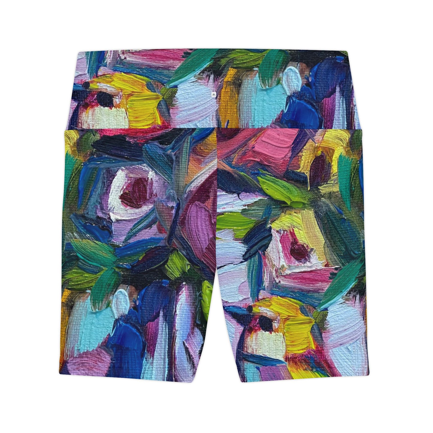 Women's Workout Shorts - Abstract Roses and Tit Bird