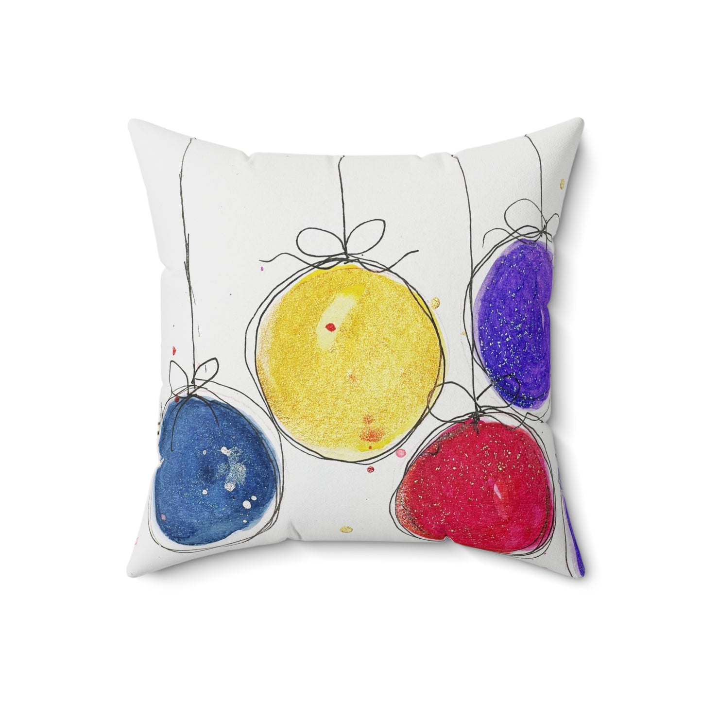 Colorful Christmas Baubles 2 Indoor Spun Polyester Square Pillow