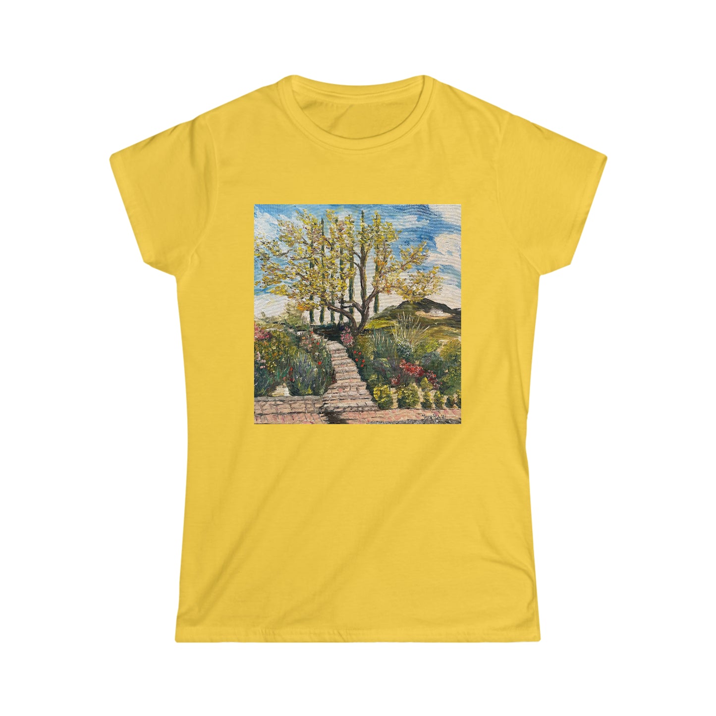 Tree and Garden at Gershon Bachus Vintners Women's Softstyle  Semi-Fitted Tee