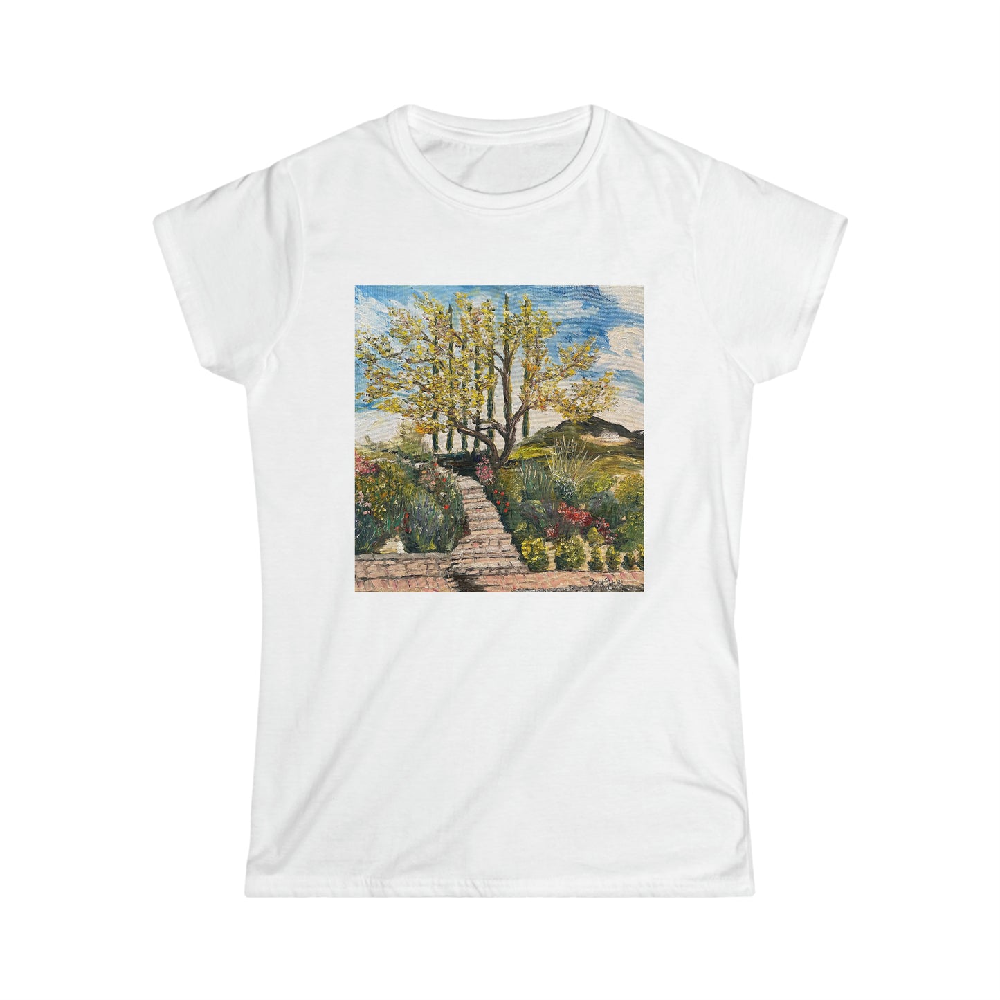 Tree and Garden at Gershon Bachus Vintners Women's Softstyle  Semi-Fitted Tee