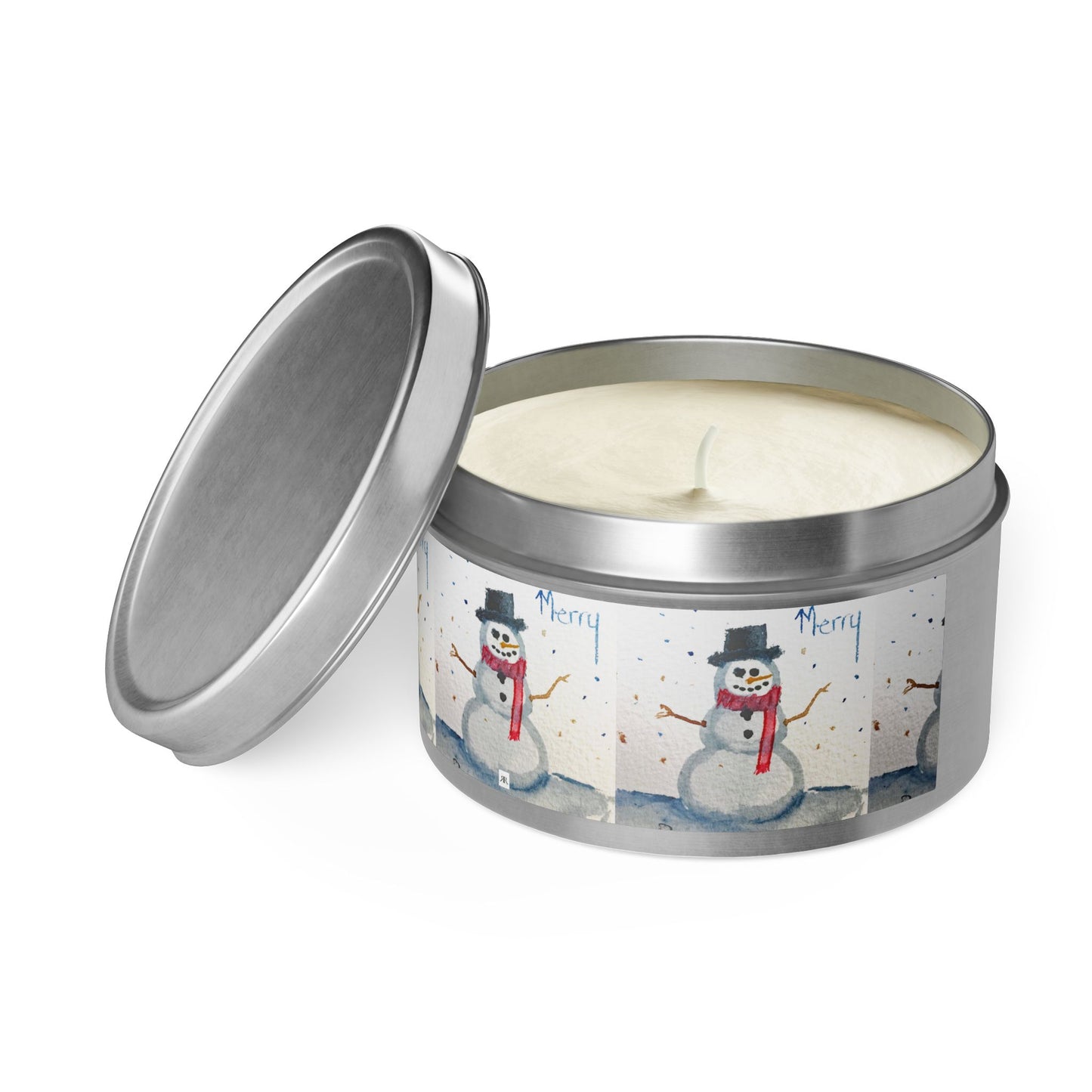 Tin Candle-Merry Snowman