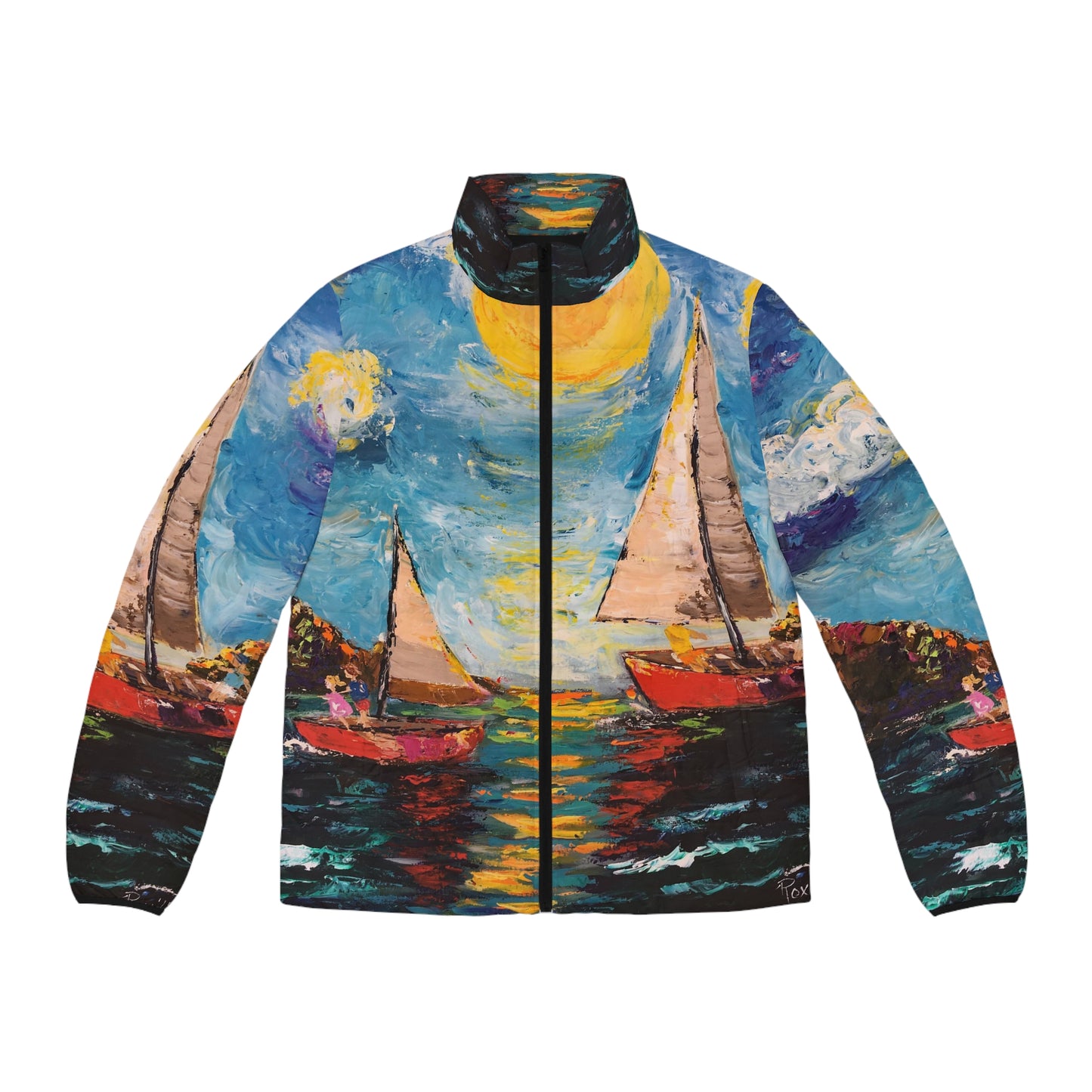 Men's Puffer Jacket - Roxy Rich Art, Unique Bright Colors-Sunny Sails