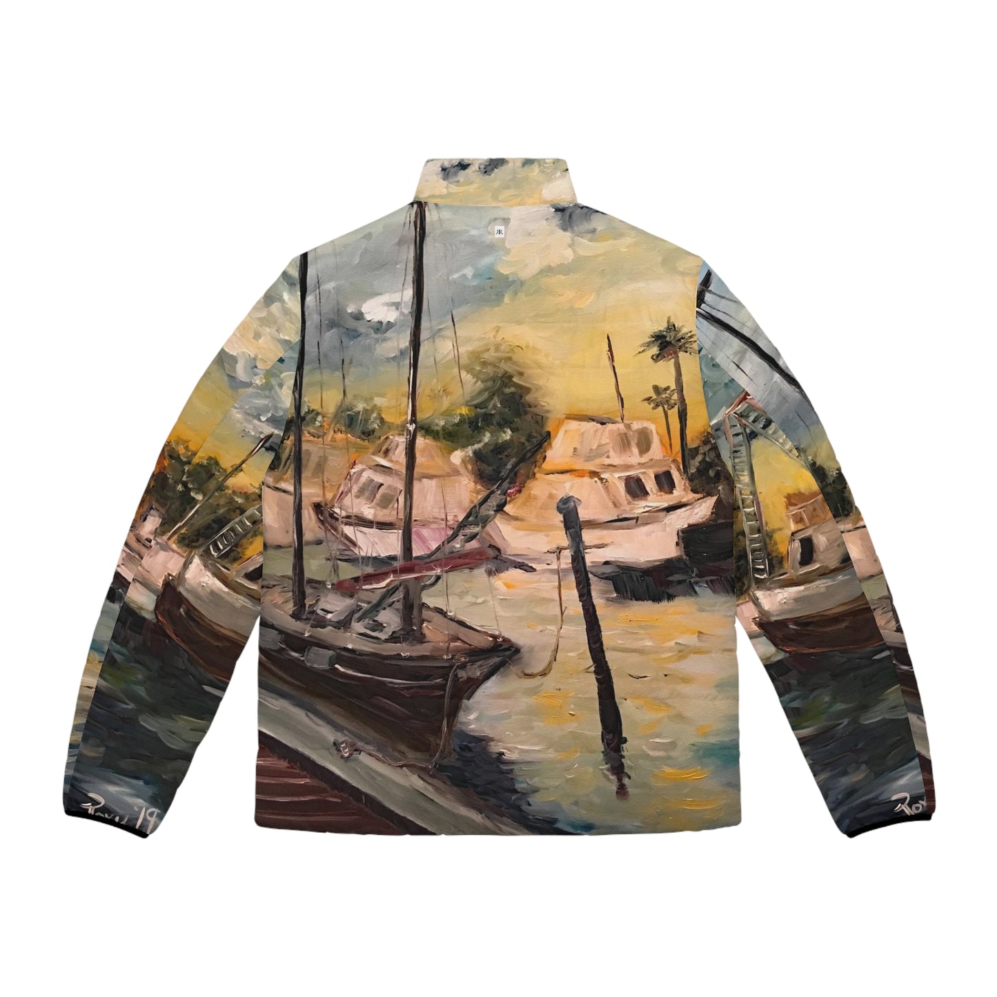 Men's Puffer Jacket - Roxy Rich Art, Unique Bright Colors-Jeanne's Harbor