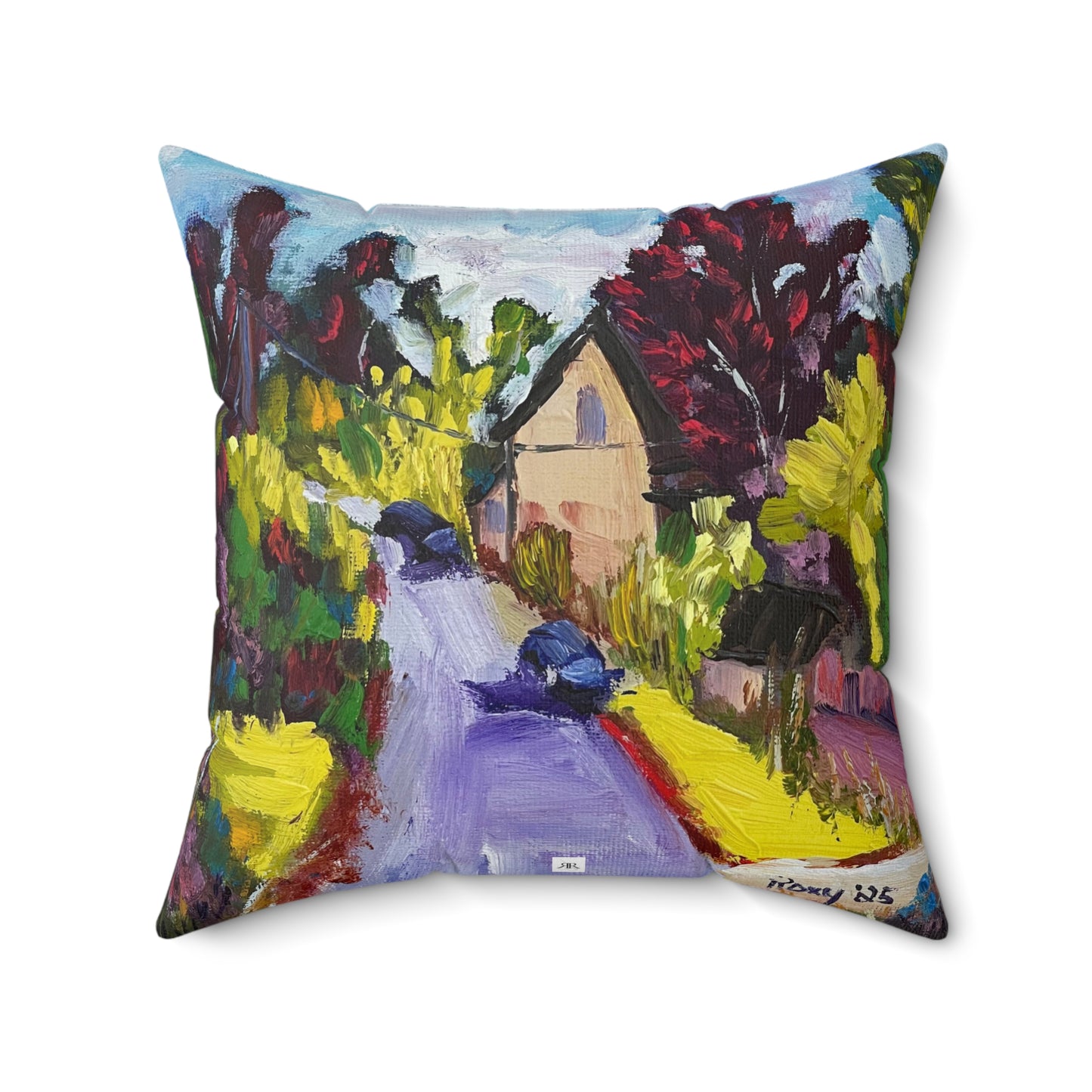 Indoor Spun Polyester Square Pillow-Passing Through Whitney-Cotswolds