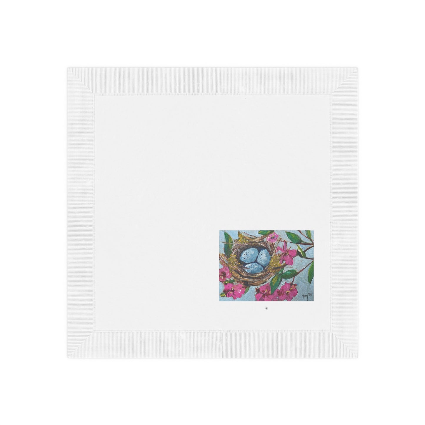 Robin Eggs Nest-White Coined Napkins