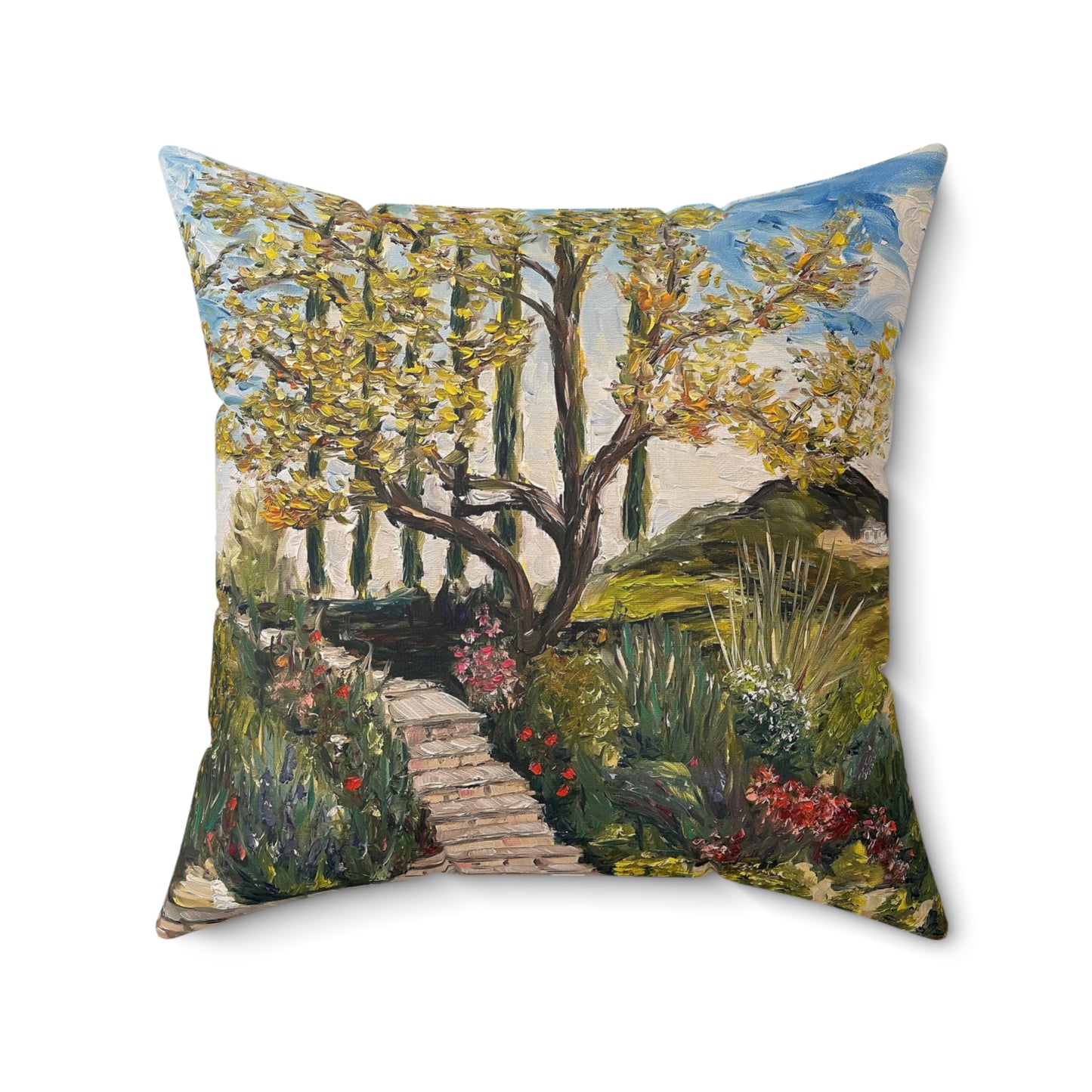 Tree and Garden at GBV Indoor Spun Polyester Square Pillow