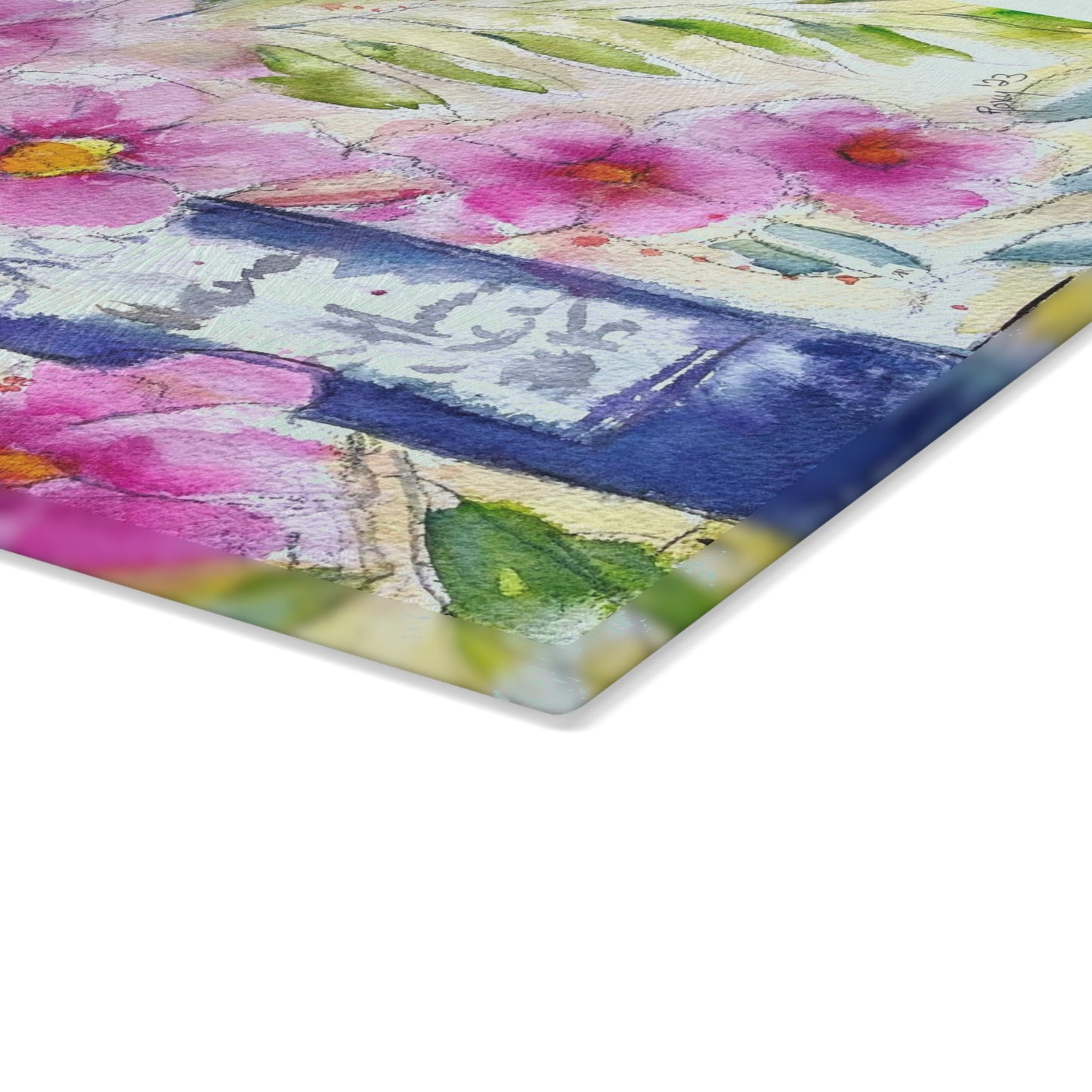 Bottle and Blooms Glass Cutting Board
