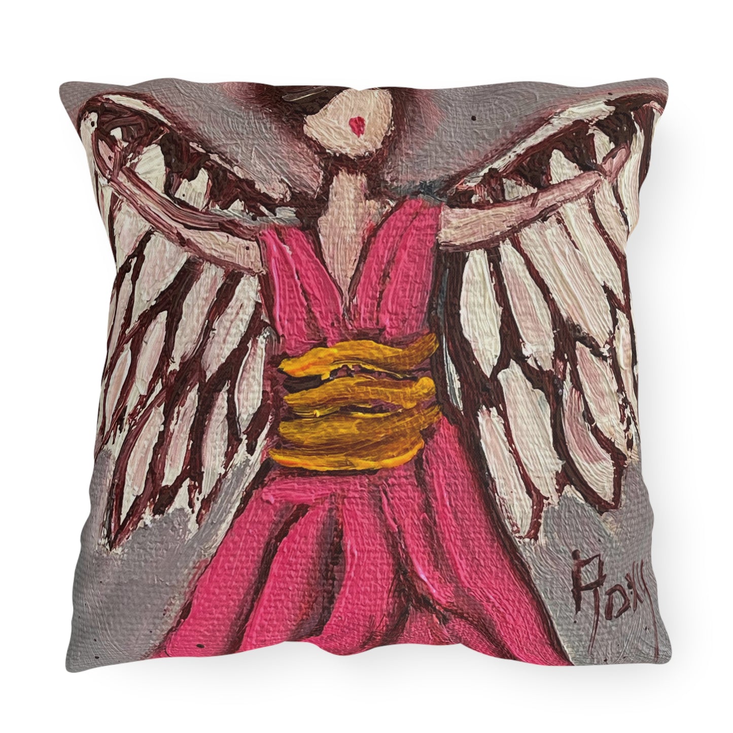 Pink Angel Outdoor Pillows