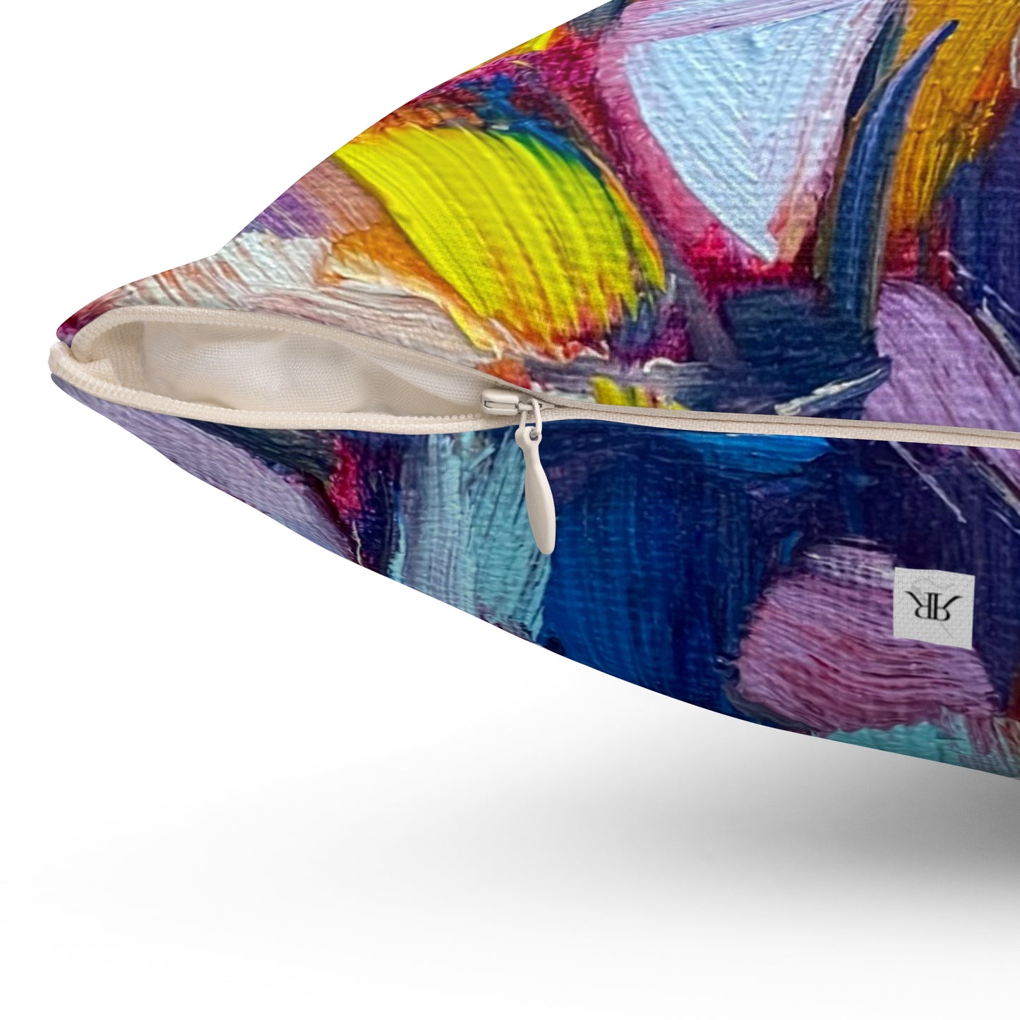 Abstract Roses and Warbler Color Blast Indoor Spun Polyester Square Pillow