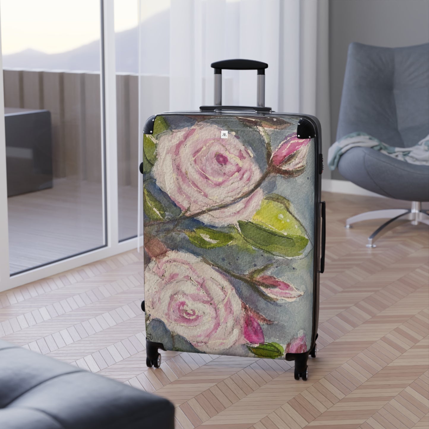 Fluffy White Roses Carry on Suitcase (+ 2 Sizes)