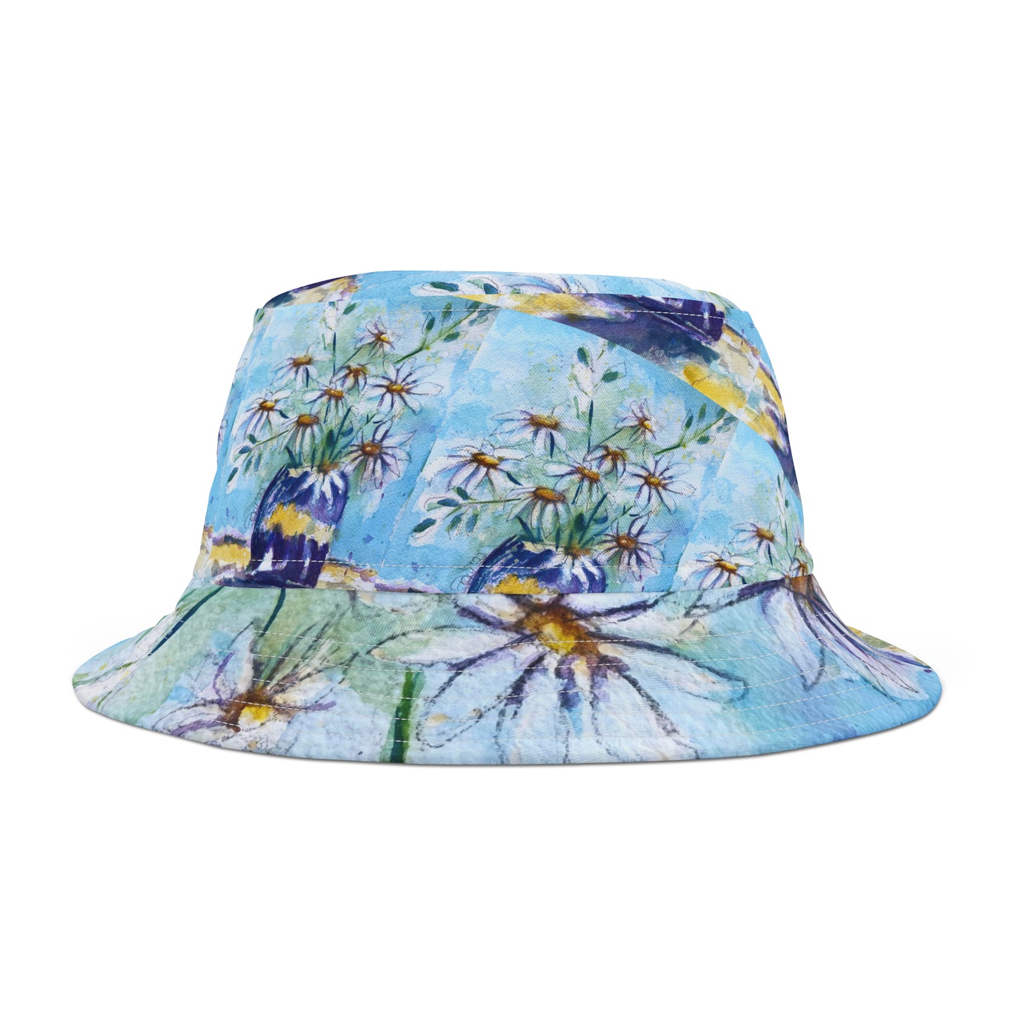 Daisies in a Purple Vase Bucket Hat