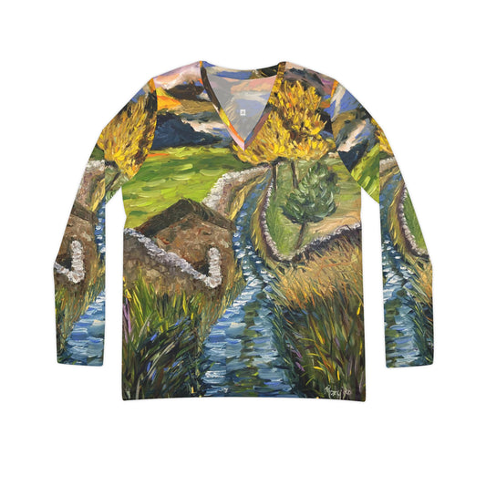 Long Sleeve Shirt-Yorkshire Dales - V-neck Women's