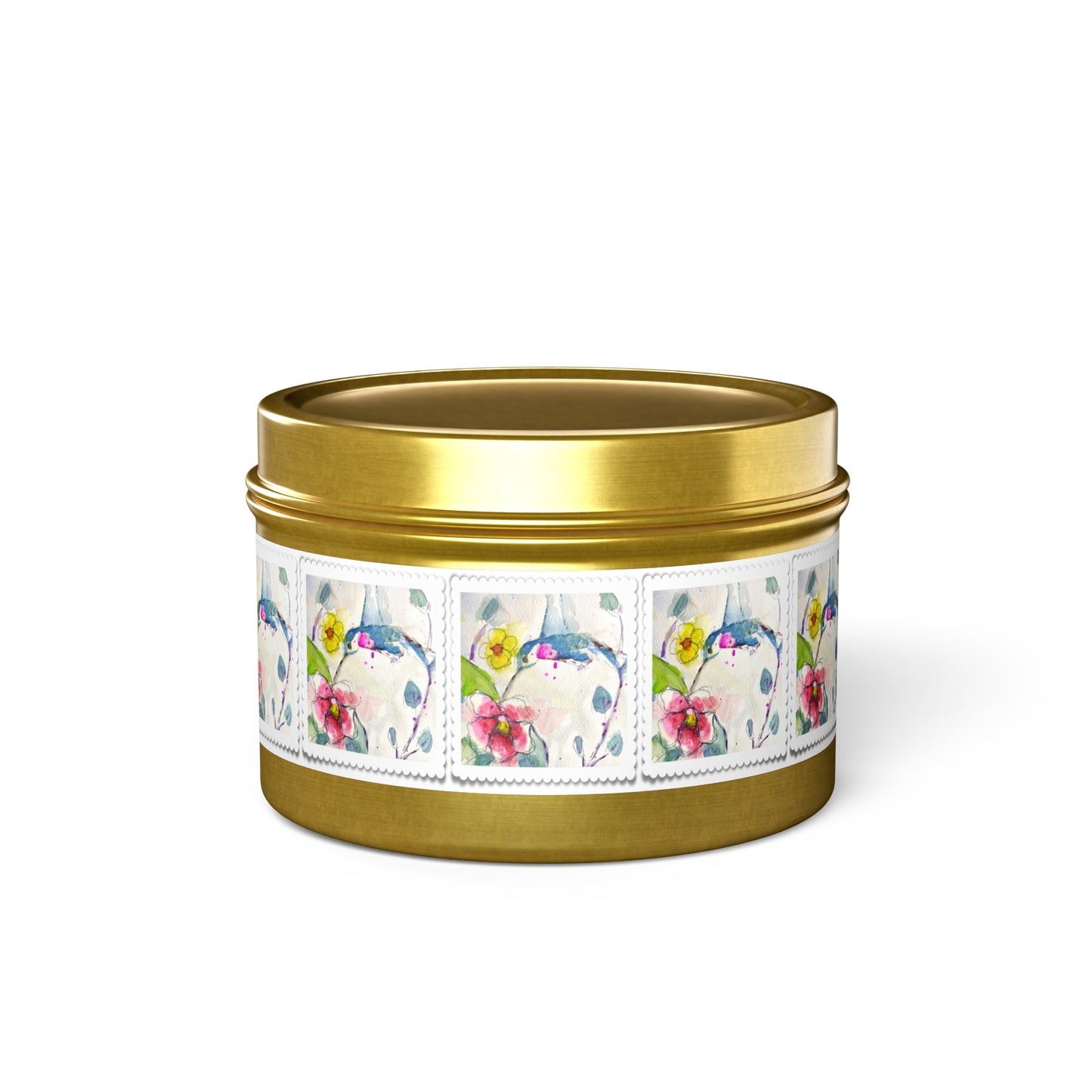 Loose Floral Hummingbird Tin Candle